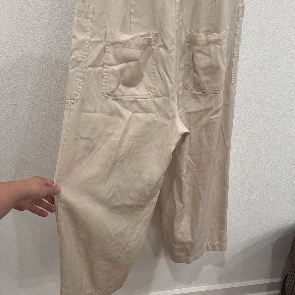 Marine Layer Jumpsuit Womens Small Beige Short Sleeve Button Front Utility - Picture 6 of 11
